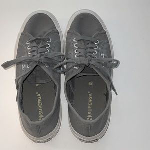 Superga Women’s Grey/White Lace-Up Sneakers Tennis Shoes Athletic - Sz 6-1/2
